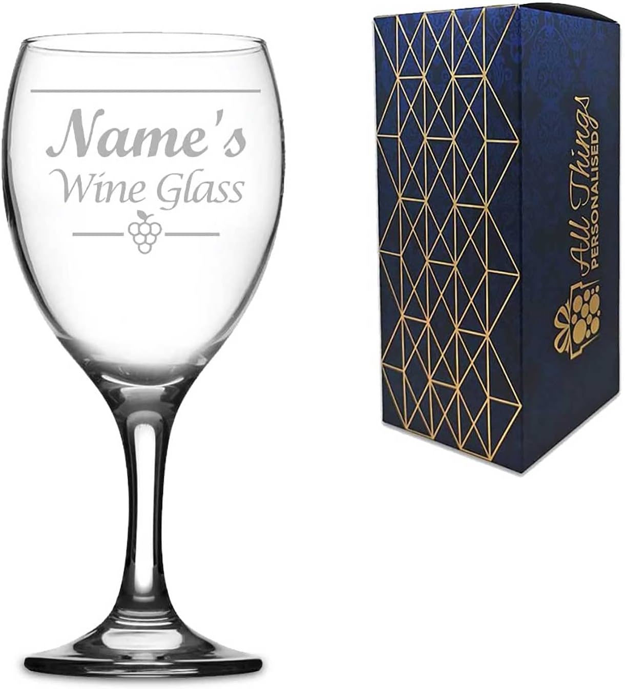 Personalised Engraved Novelty Wine Glass, "Name's Wine Glass", Any Name, Gift Boxed, Perfect for Any Wine Lover, Birthday and Christmas, Engraved in The UK, 12oz
