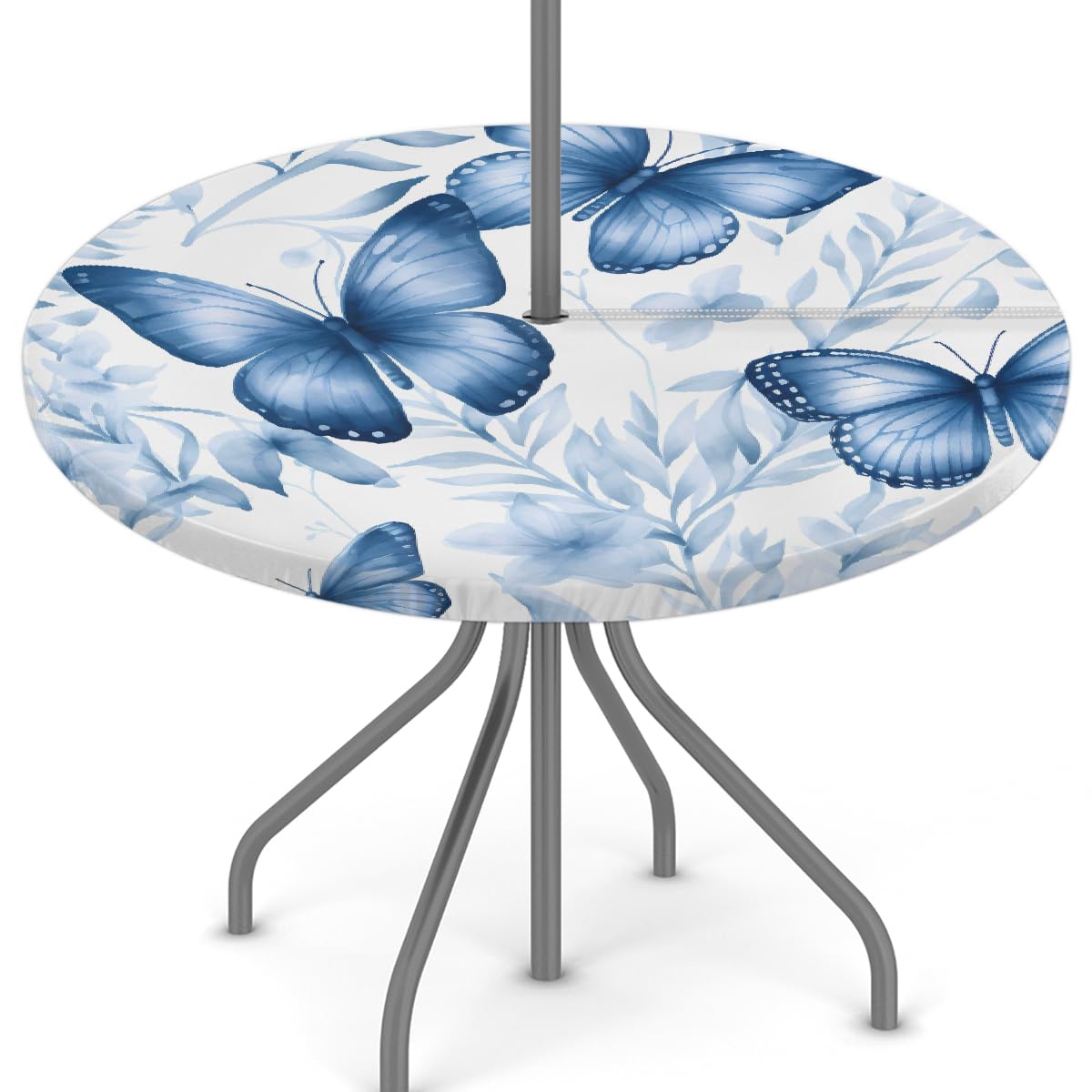 Nappe élastique anti-vent pour table avec parasol central
