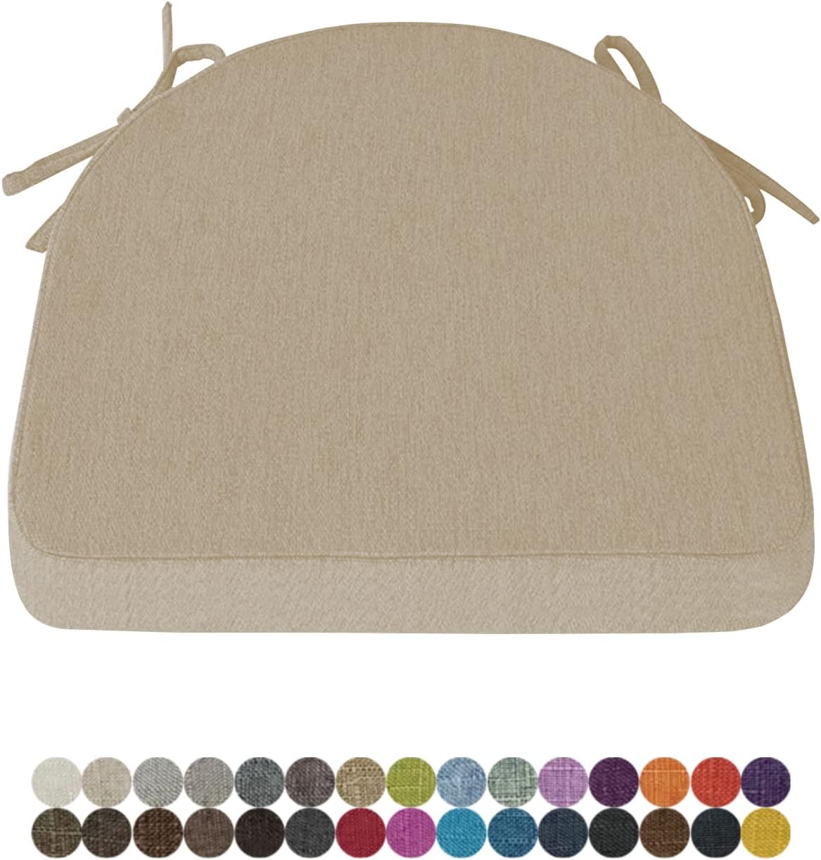 Chair Cushions with Ties for Dining Chairs 17x16.5x2in(1 Pieces) Kitchen Dining Chair Pad Non Slip Memory Foam Indoor Chair Seat Cushion for Office Chairs Computer Desk,Light Grey