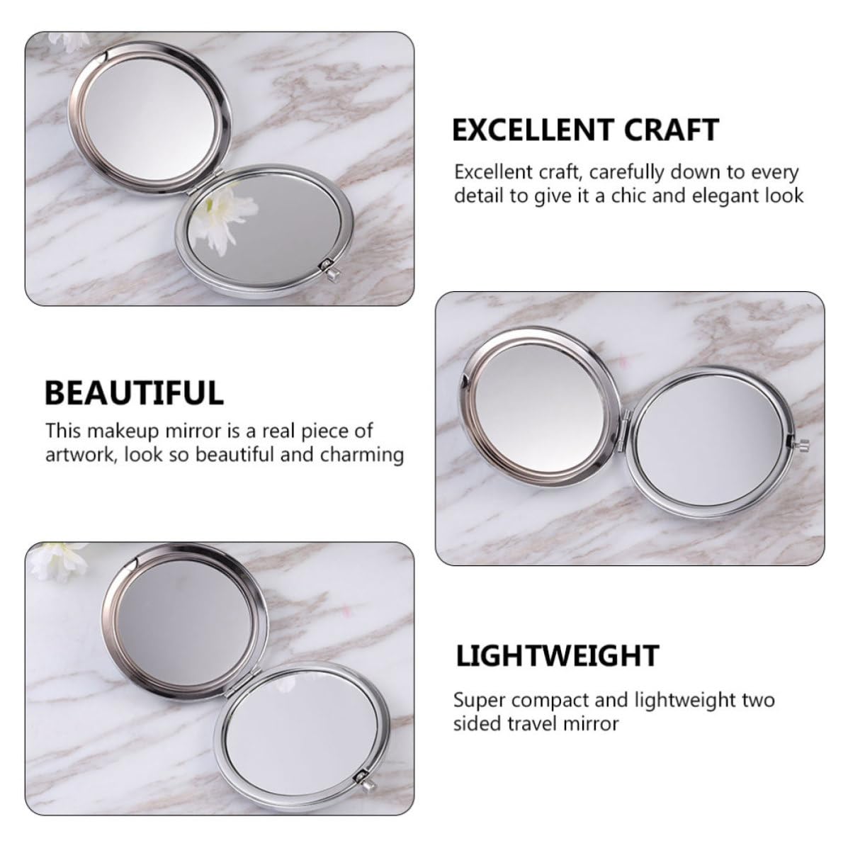 TOYANDONA 10 Piezas Espejo Compacto de Maquillaje de Doble Cara, Plegable, de Metal y Vidrio, Ligero y Elegante para Llevar Bolso o Viajes de Mujeres