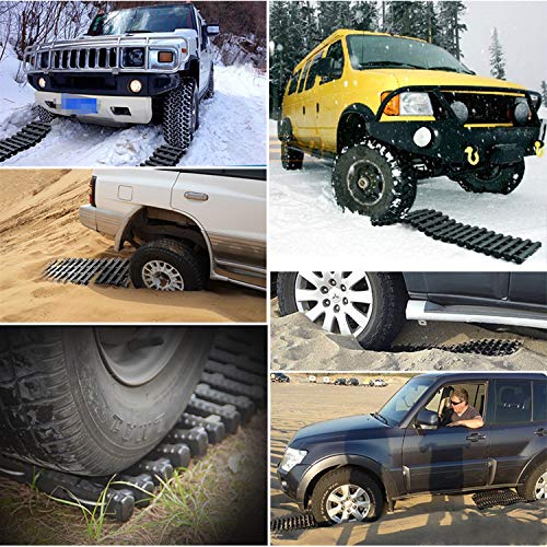 Reliancer RESP17018 2Pc Traction Tracks Mats Tpr 31.5 Inch L Tire Recovery Track Pad Roll Car Vehicle Tyre Traction Boards Tire Ladder Track Grabber Auto Emergency Traction Aid W/Bag thumb #8