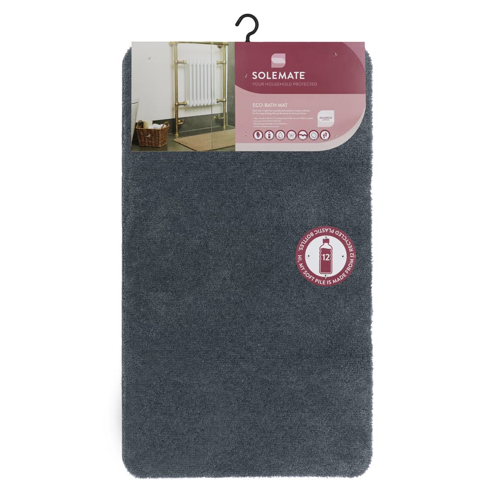 JVL SOLEMATE Eco-Bath Mat, 60x100cm, Dark Grey