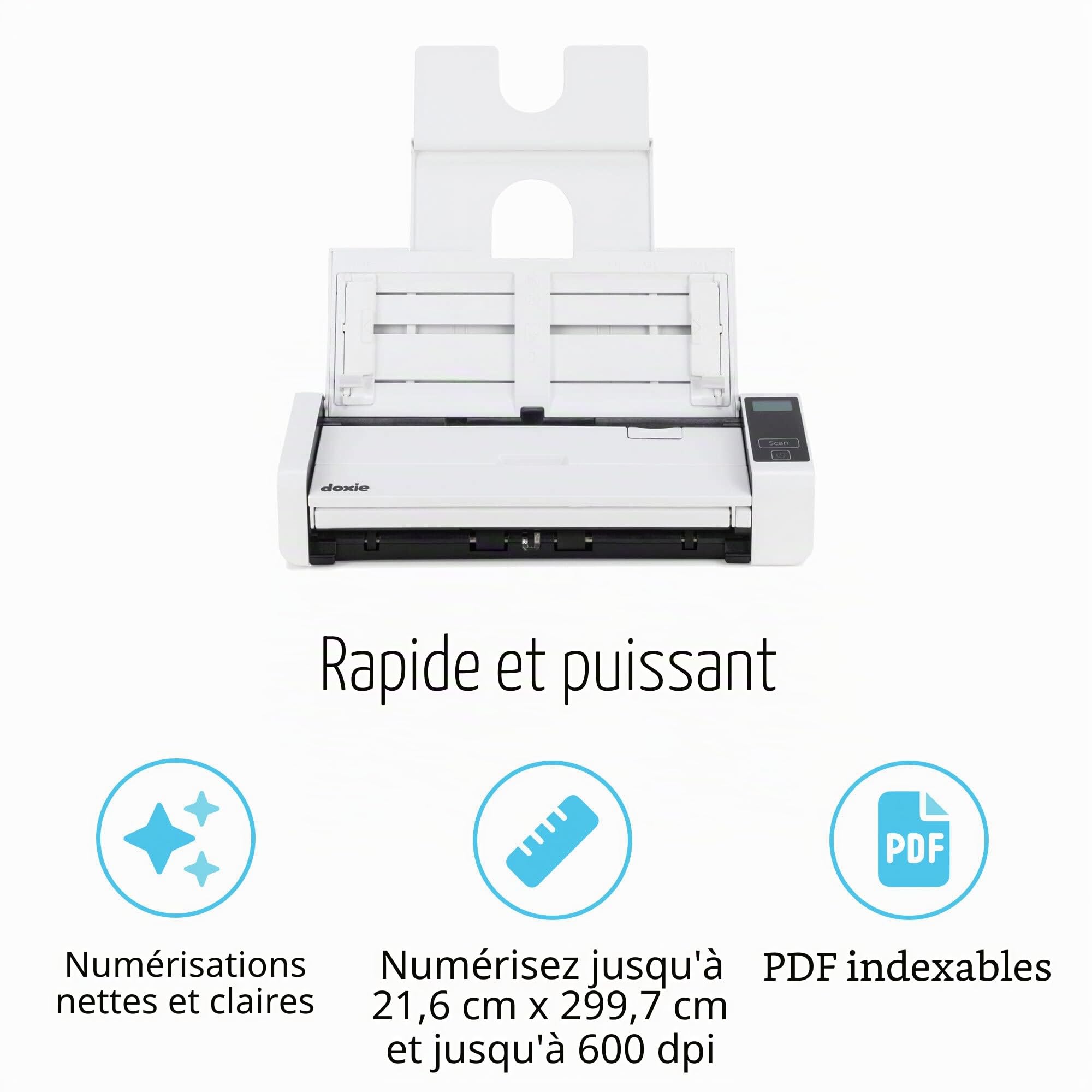 Doxie Pro DX400 Scanner de documents et reçus pour la maison et le bureau Le meilleur scanner recto verso compact pour Windows et Mac