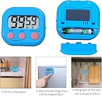 Vista 7 de Timers, BESTWYA Magnetic Timer with Clear LCD Screen 3 Big Buttons On/Off Switch Count Up and Down Function for Kitchen,Study,Work,Exercise