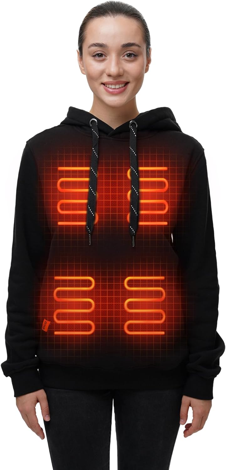 HENNCHEE Heated Hoodies for Men Women with 12V 16000mAh Battery Pack, Heated Pullover Unisex Hooded Heating Sweatshirt Jacket (Black, Small) - Image 2