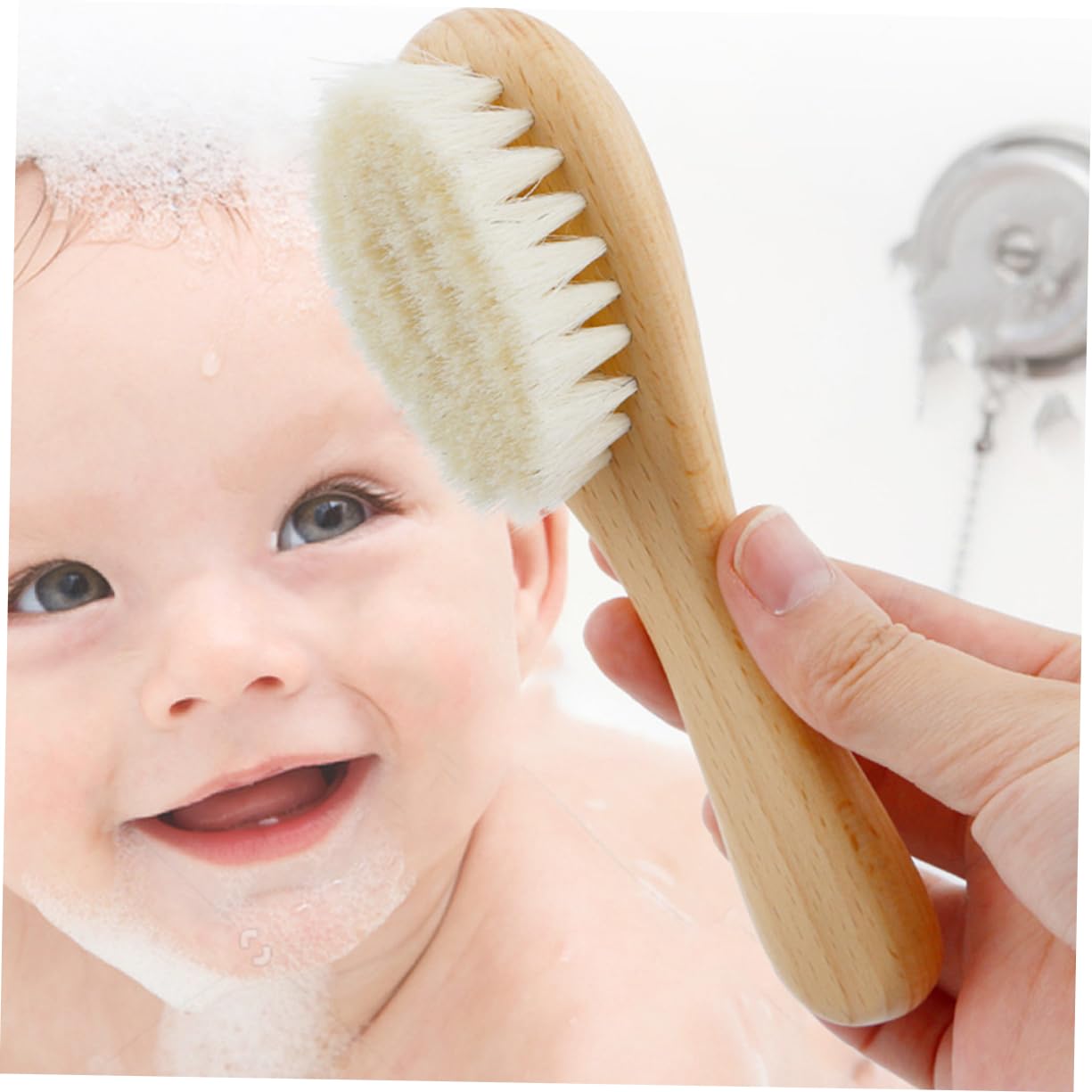 Healeved Baby Bathing Brush Set Shampoo Brush Hair Comb Baby Wood Comb Wooden Hair Care Tool Ergonomic Design