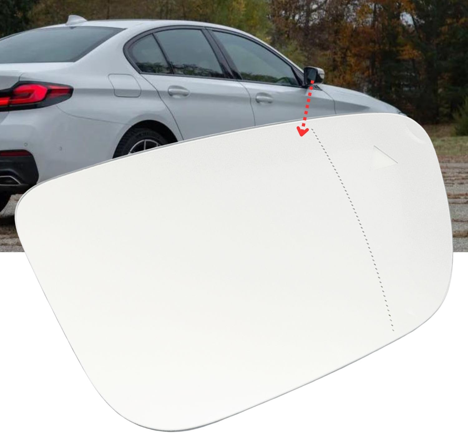 Passenger Right Side Mirror Glass Heated W/Blind Spot Detection Without Auto Dimming Replacement Compatible with BMW 530i 540i 2017-2023 For BMW 3 5 7 8 M Series 2018-2023 (Passenger Right Side)