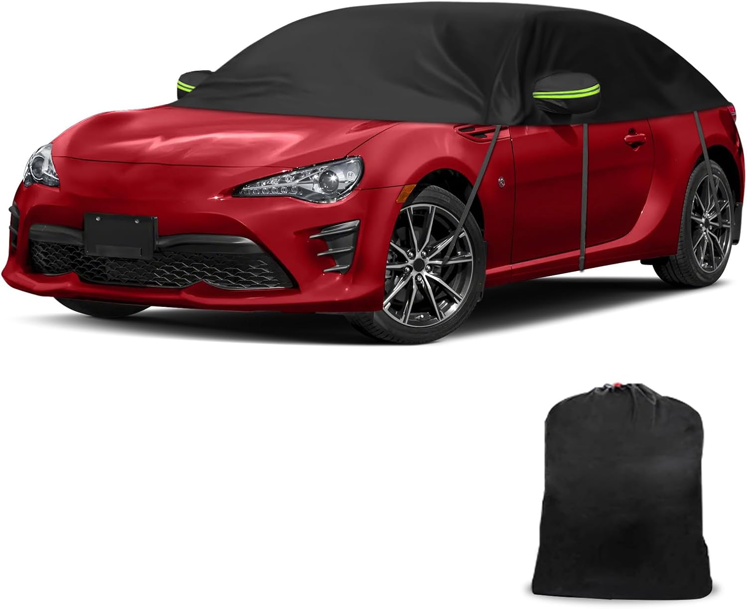 Black Half Car Cover Compatible with 2013-2025 Toyota 86/GR86 & BRZ, Protector Car Body Covers for Windproof Dustproof UV Resistant Protect Your Windshield and Roof