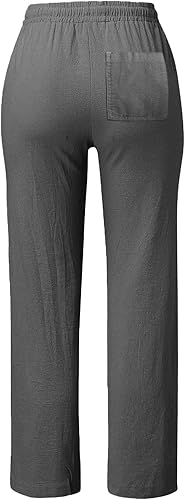 Miniatura 2 de SHAOBGE Pantalones casuales para mujer, pierna recta, cordón elástico, cintura alta, holgados, cómodos, con bolsillos