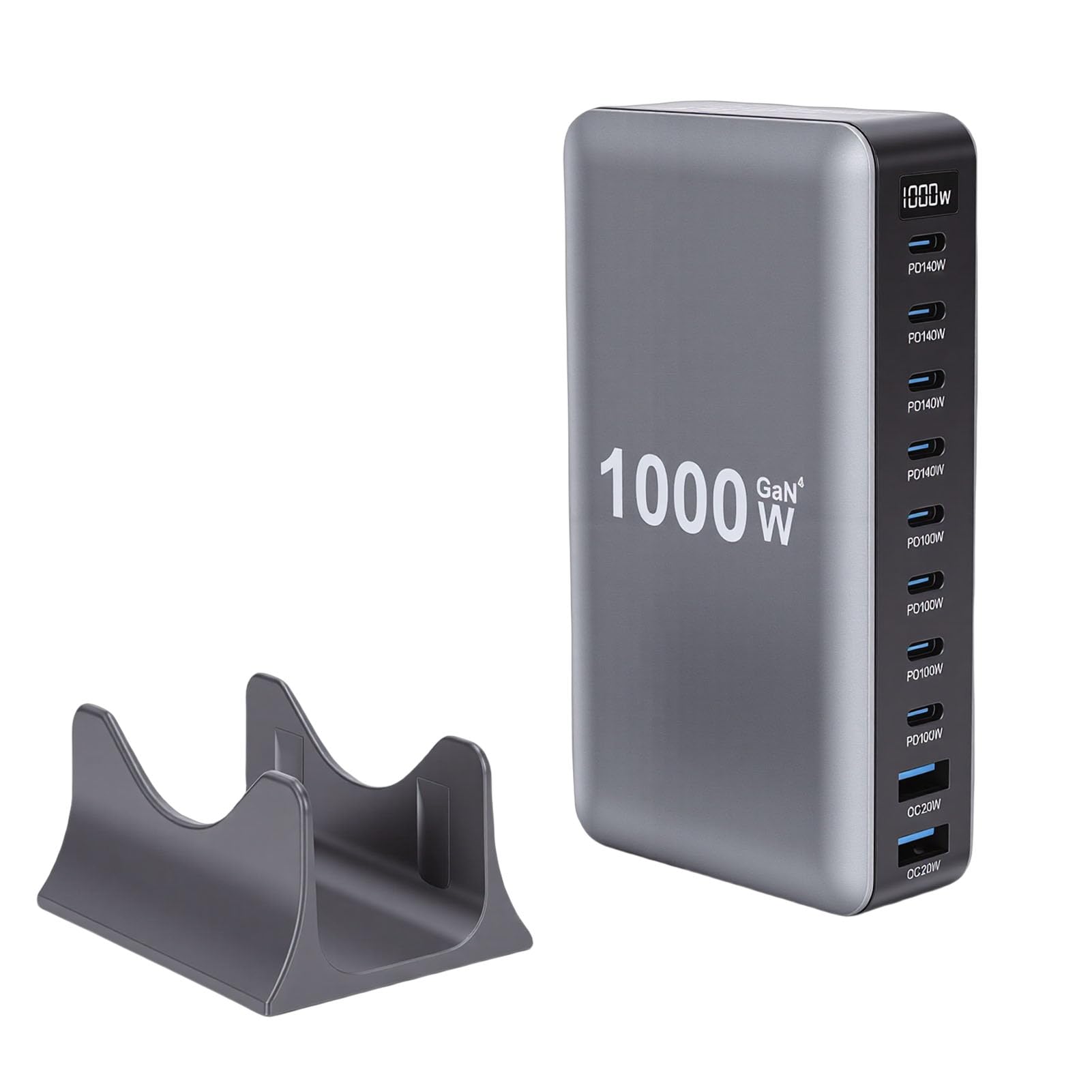 AMONIDA Stazione di Ricarica USB C Gan Iii pro da 1000W per Utenti con Più Dispositivi Elettronici 10 Porte con 4 PD & Pps da 140W 4 PD & Pps 100W 2 QC 20W Ricarica Rapida Laptop (Spina europea)