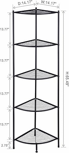 Miniatura 2 de L&H UNICO Estantería de alambre de esquina de 5 niveles para torre de spa, estante de almacenamiento multiusos para ahorrar espacio, color negro