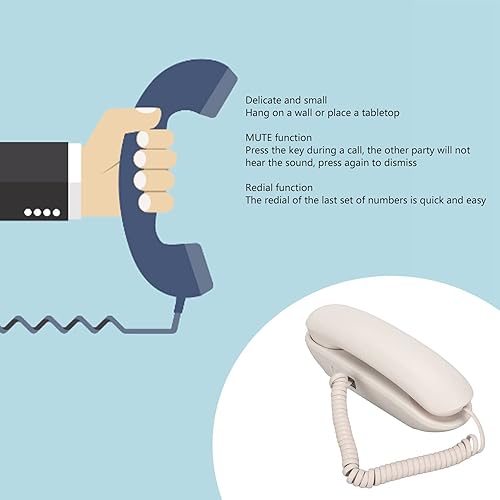 Miniatura 4 de Teléfono con cable fijo, teléfono de pared multifunción Plug and Play para el hogar para el hotel (blanco)