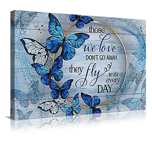 Inspirational Blue Butterfly Wall Art Butterfly Decor For Bathroom Blue Wall Art For Office Butterfly Room Decorations Art Paintings Blue Butterfly Picture Decor For The Home Framed Wall Art 12"X18" #TOP1