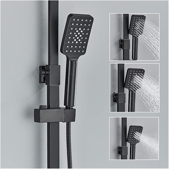 LED Rainfall Shower Panel Tower System Shower Black Copper All Home Bathroom Shower Set Thermostat Digital Display Rotating Elevating Pressure Shower Multifunction Color: White Hot Gold, Size: 1