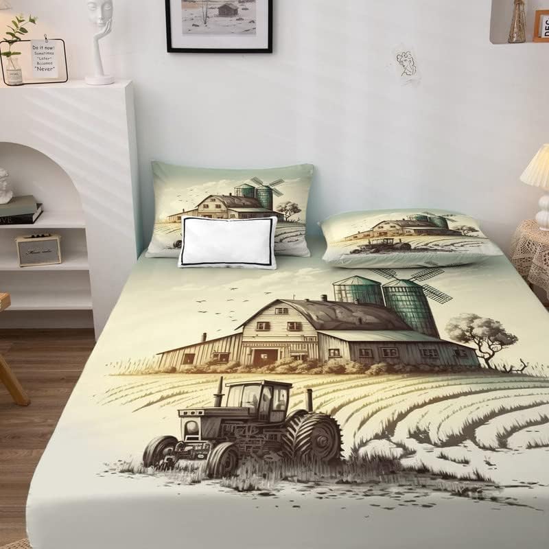 Miniatura 3 de Juego de sábanas de tractor tamaño King, sábanas de microfibra suave y bolsillo profundo, sábanas y fundas de almohada estampadas sin arrugas, 4