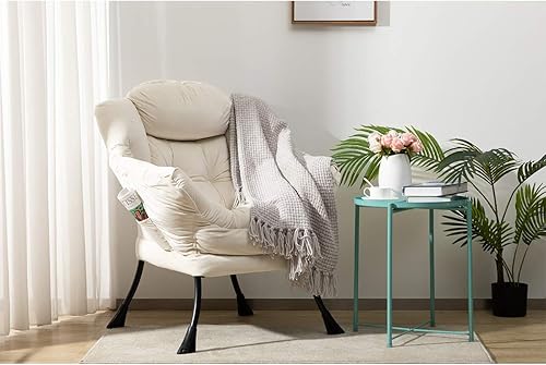 Miniatura 260 de HollyHOME - Silla perezosa grande de tela para sala de estar, silla de lectura, acogedora silla de descanso con reposabrazos, sofá de ocio, color