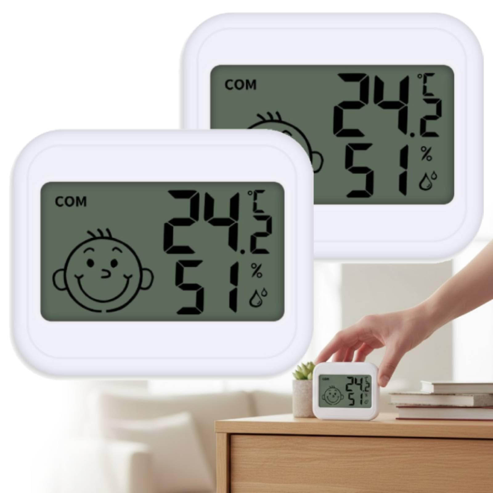 Igrometro digitale per interni, mini termometro LCD per monitoraggio dell'umidità per camere, serre, giardini e cantine, lettura accurata della temperatura e dell'umidità