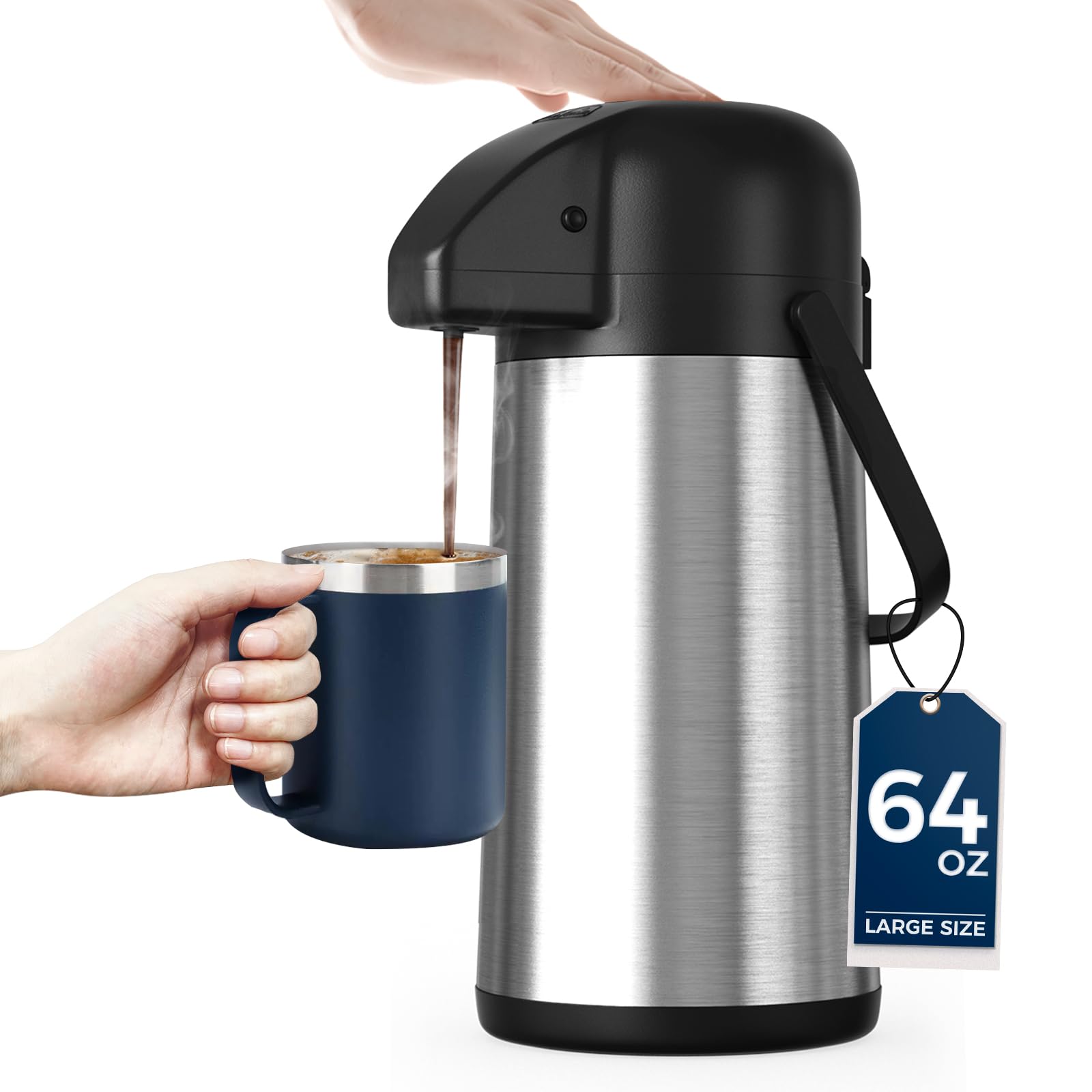 Coffee Carafe for Keeping Hot, 64OZ Airpot Coffee Dispenser with Pump