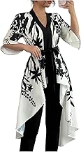 MakeMeChic Women's Floral Bell Sleeve Blouse V Neck High Low Tie Front Work Dressy Tops