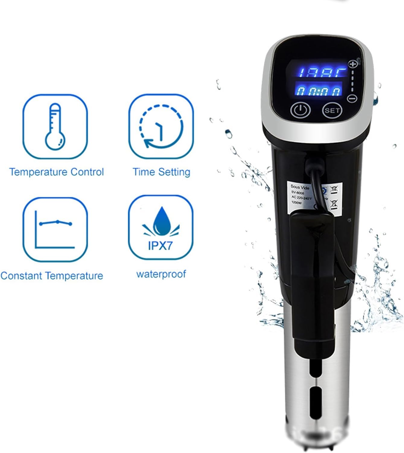 Sous Vide Cooker Machine, Sous Vide Immersion Circulator, Sous Vide Precision Cooker, Water Circulation 8-10l/Min, Ipx7 Waterproof, Easy To Clean, For Vacuum Sealed Meat