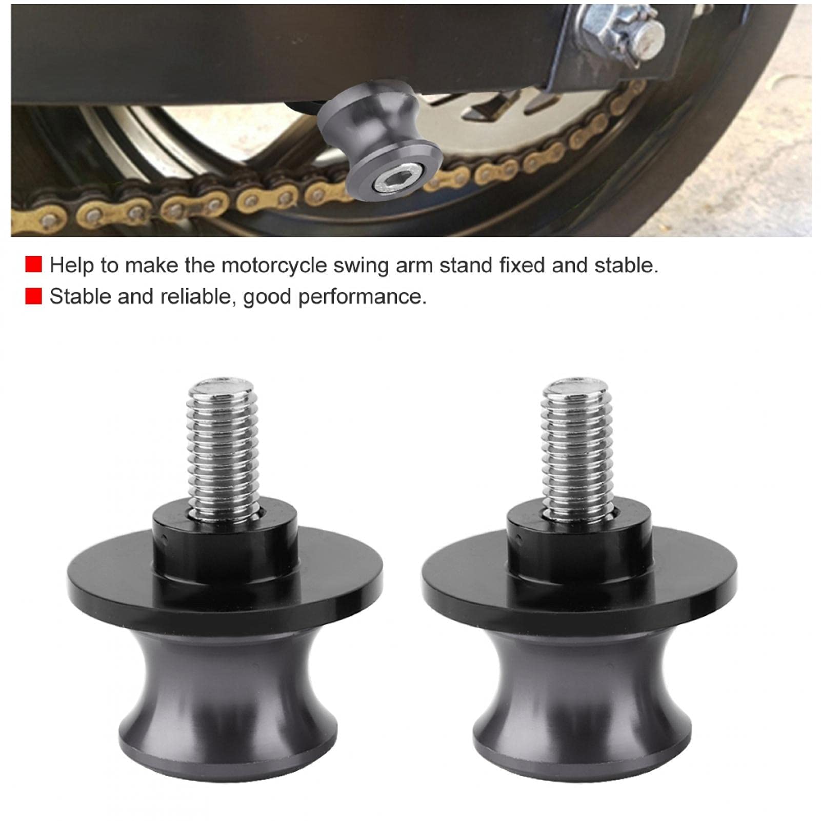 2 Bobine Forcellone Moto In Alluminio CNC - Rulli Cavalletto Posteriore 6mm - Colore Titanio, Universali - 4