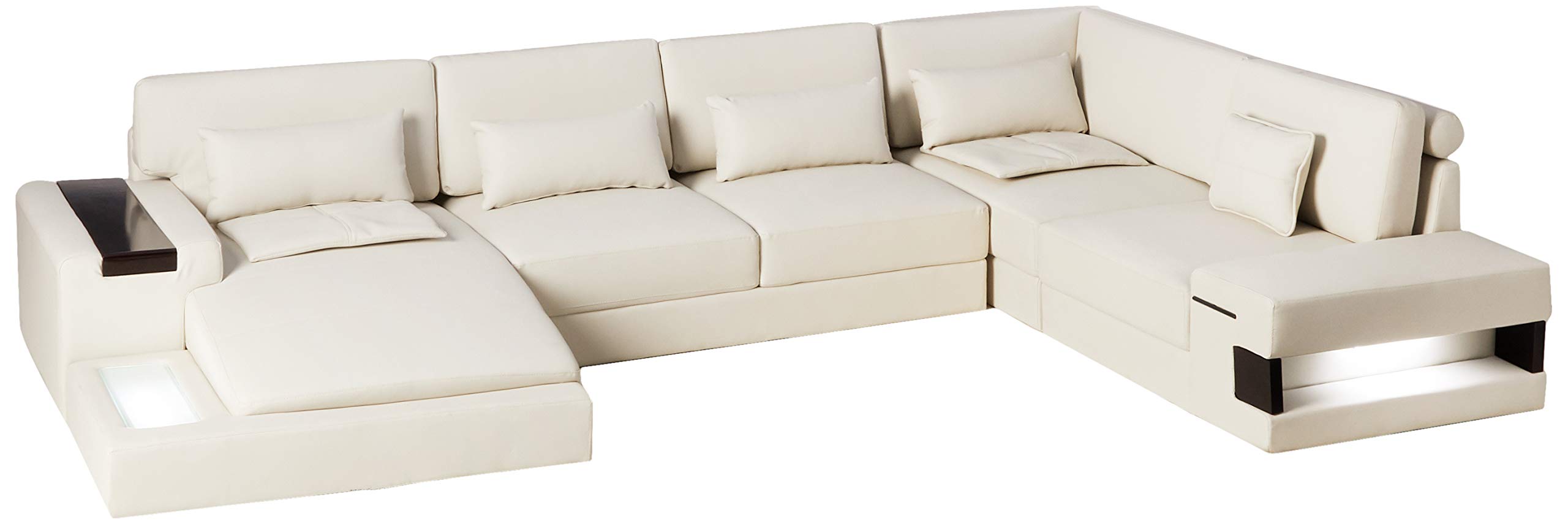 Modern Ivory Italian Design Leather Sectional Sofa