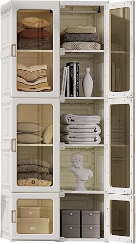 Miniatura 1 de HYLA - Armario portátil de ropa, decoración de dormitorio de plástico, organizador de almacenamiento de cubo de profundidad con puertas