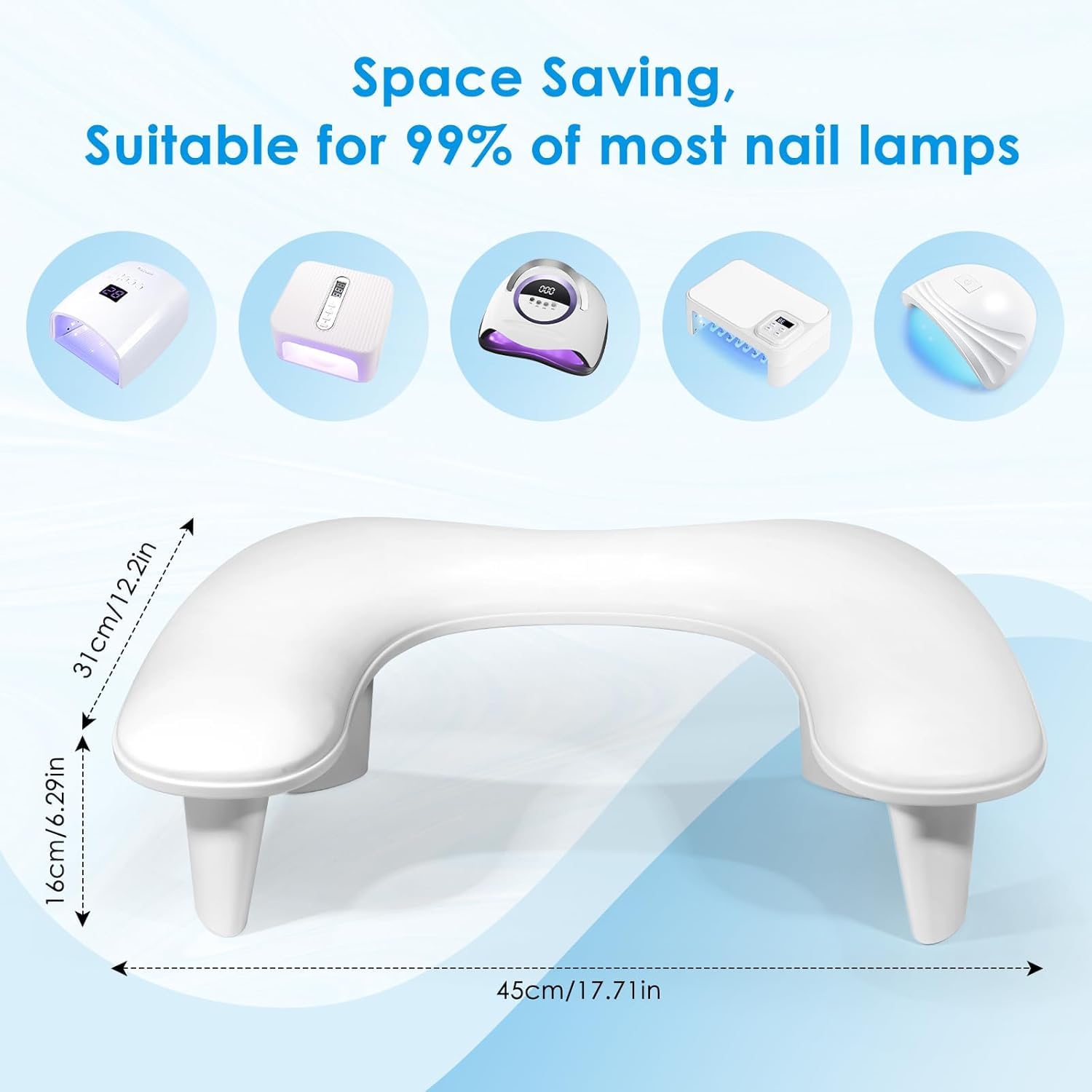 FBLXE Arm Rest for Nails Tech - U-shaped Manicure Nail Hand Rest Pillow Cushion, Big Microfiber Leather Nail Arm Rest Stand for Acrylic Nail Art Tech (White) pack of 1 3