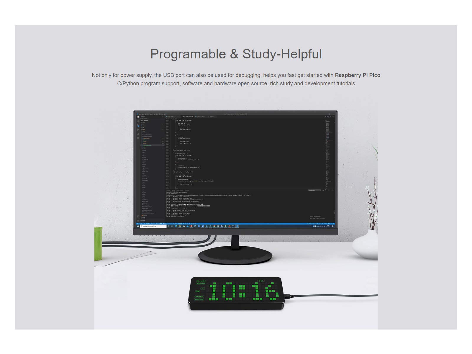 Buy waveshare Rectangle Electronic Clock for Raspberry Pi Pico Board