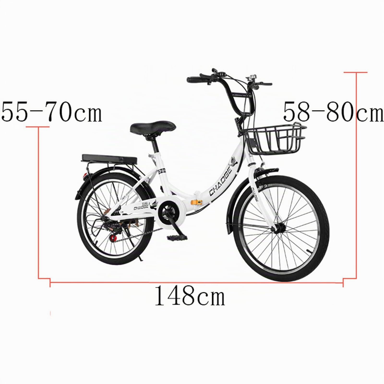 Vélo pliant pour adulte, 20 pouces, à vitesse unique, avec siège arrière, pour la ville et le camping