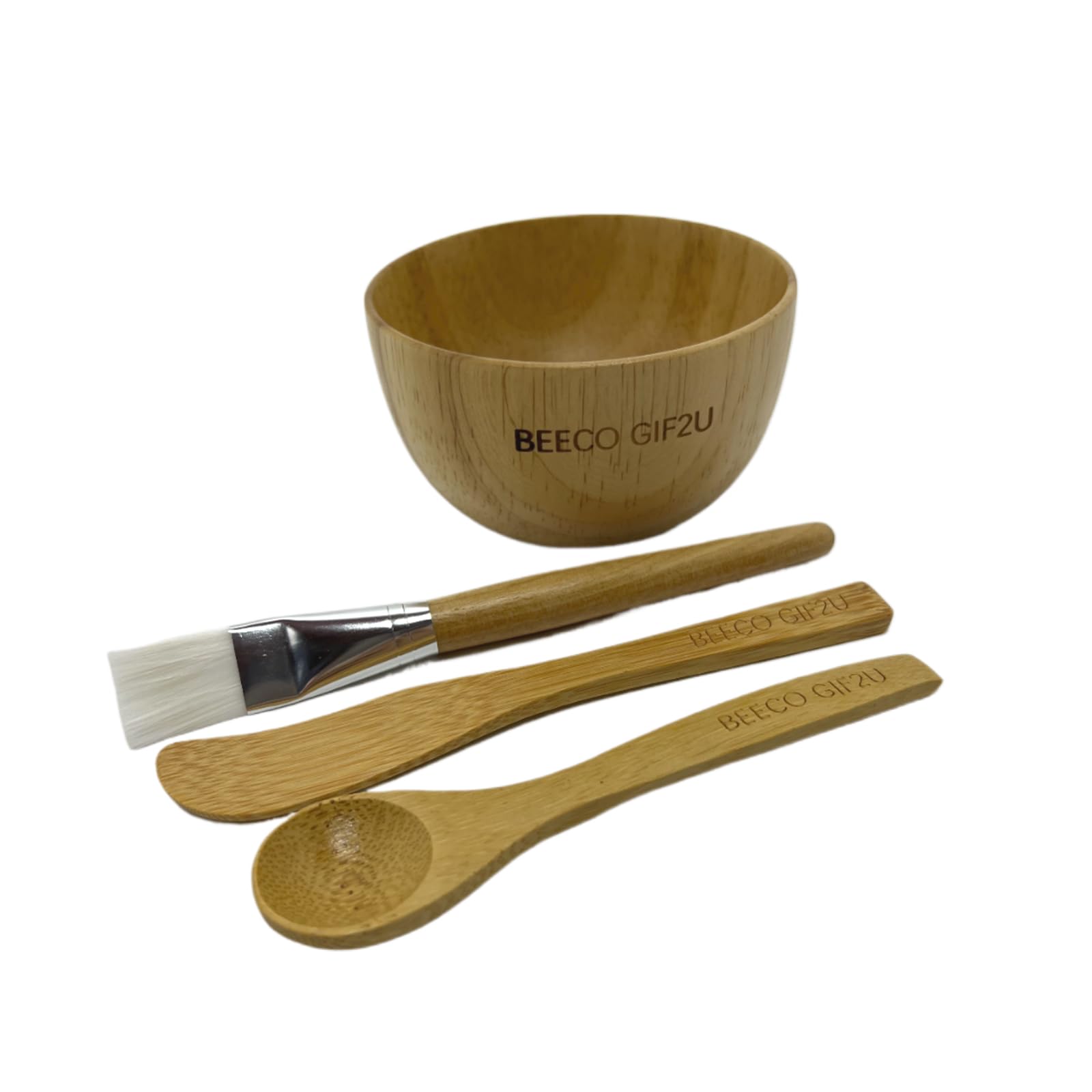 Face Mask Mixing Bowl Set Bamboo,4 Pack Diy Facial Tools For Skin Care,Facemask Mixing Tool Kit With Facial Mask Bowl,Spatula,Spoon,Brush Applicator,Facial Esthetician Supplies