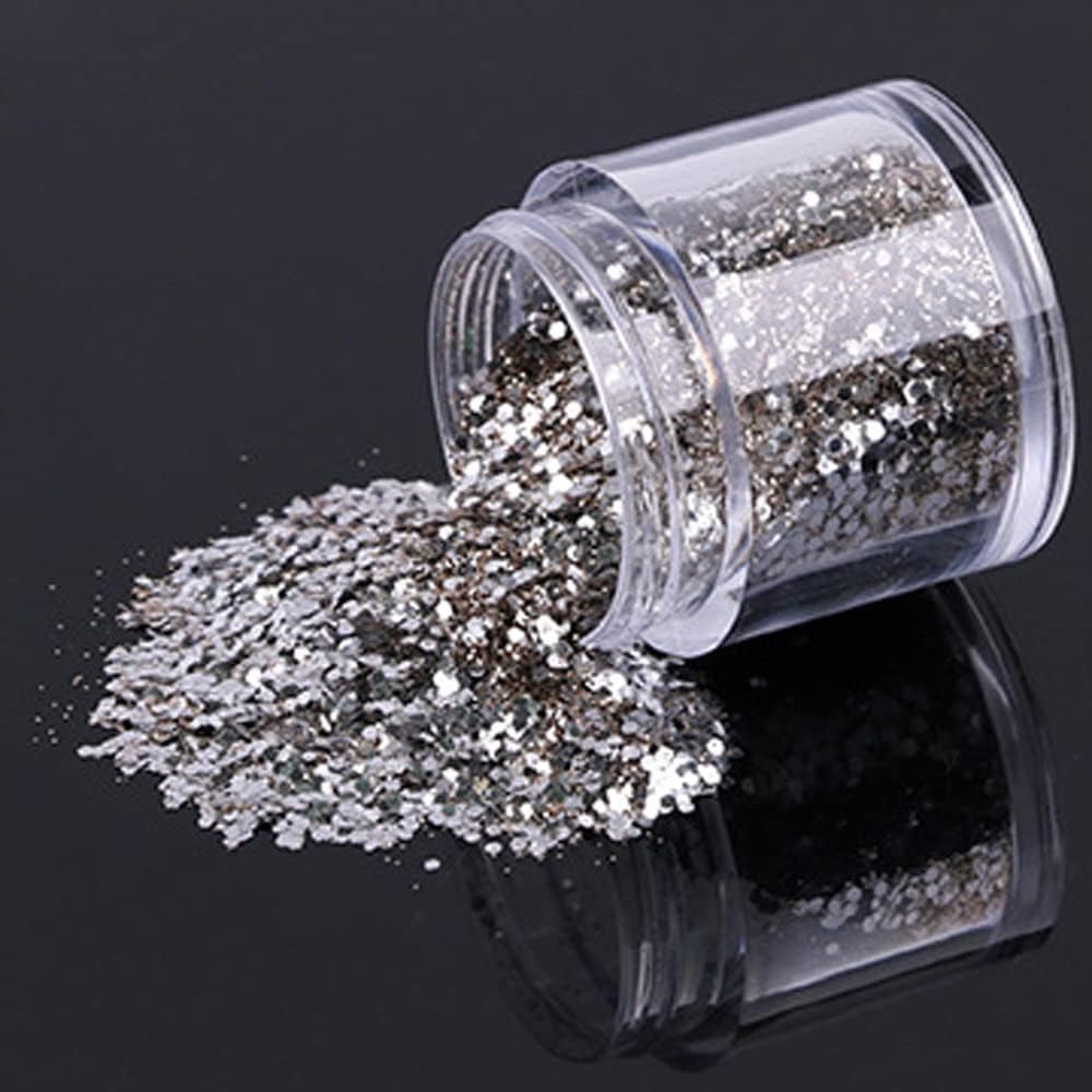 Mirror Shinning Gold Glitter Powder Nail Powder 10g/Box Sliver Nail Rhinestones Bulk - (Style A, Color: Silver)