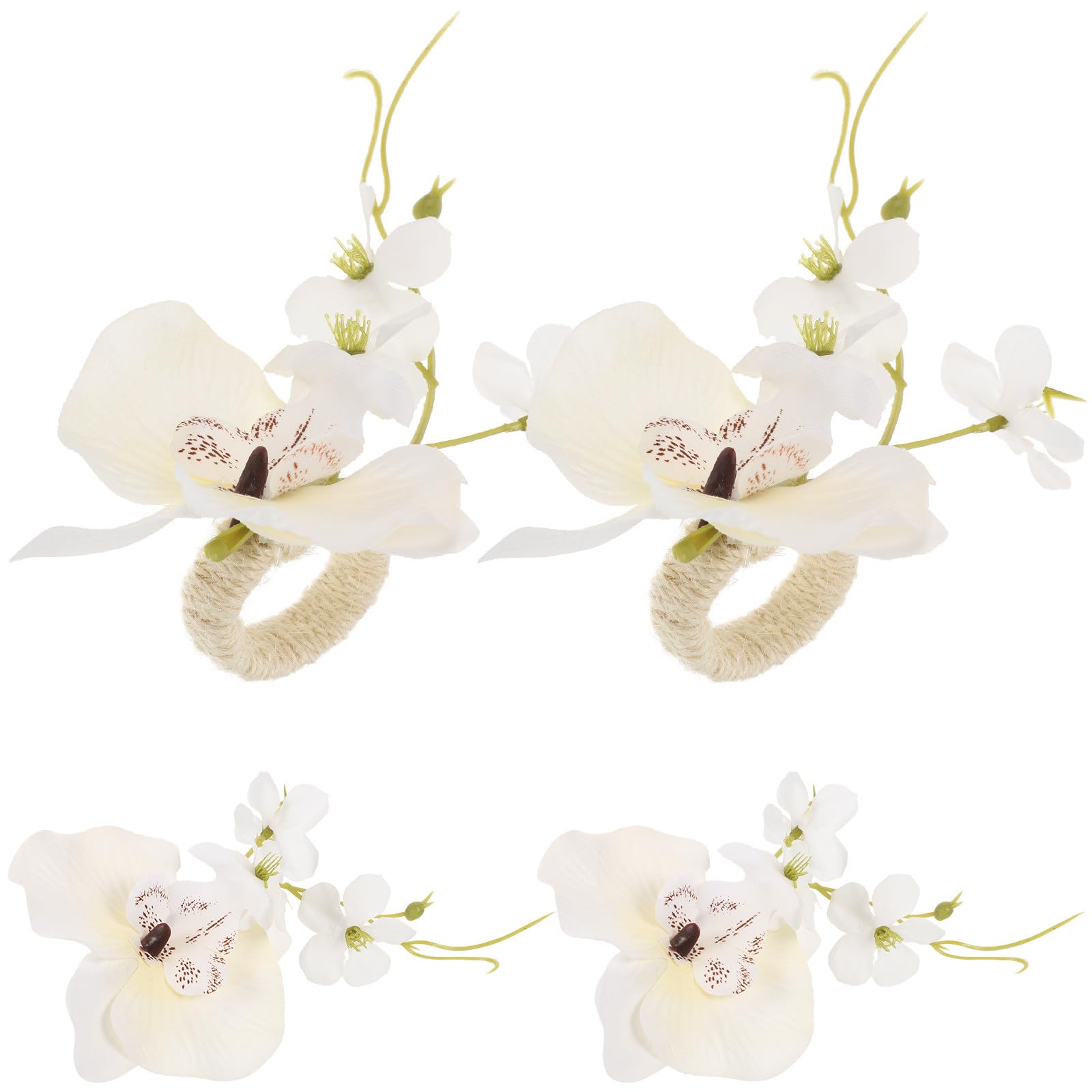 Ronds de Serviette à Fleurs Artificielles, Style Élégant, Lot 4 Pièces