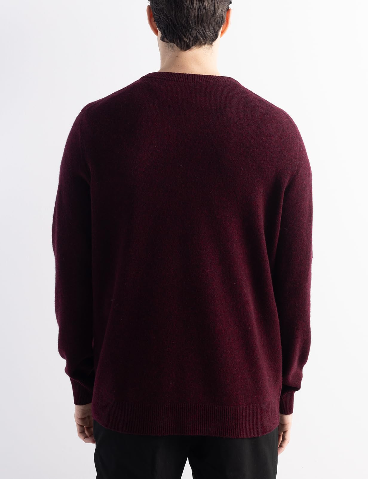 Chanyarn Maglione da uomo 100% lana merino prima linea pronto da indossare, scollo rotondo, maniche lunghe, senza cuciture