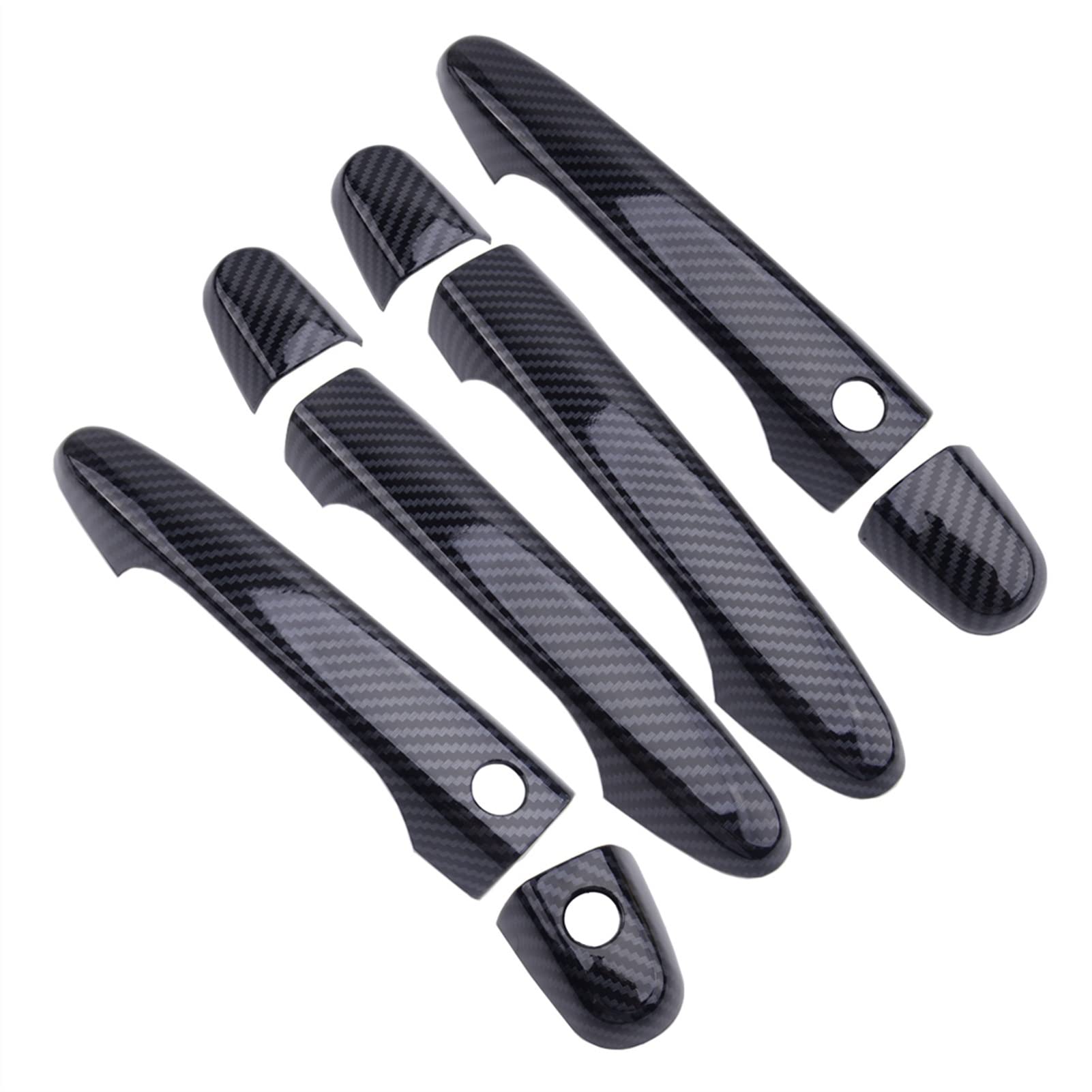 Rinkteea One Color Exterior Car Door Handle For Crv Civic 2012-2015 8Pcs Carbon Fiber Style Car Exterior Door Handle Cover Trim Smart Keyhole Abs Fit
