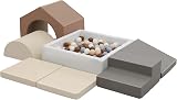 7 Pièces Parcours Motricité Bébé: Cuir PU Module Motricité Enfant Blocs Mousse Éducatifs avec Piscine à Balles(Balles Exclues) - Jouets Descalade Structure d'escalade Antidérapante Ensemble - 1