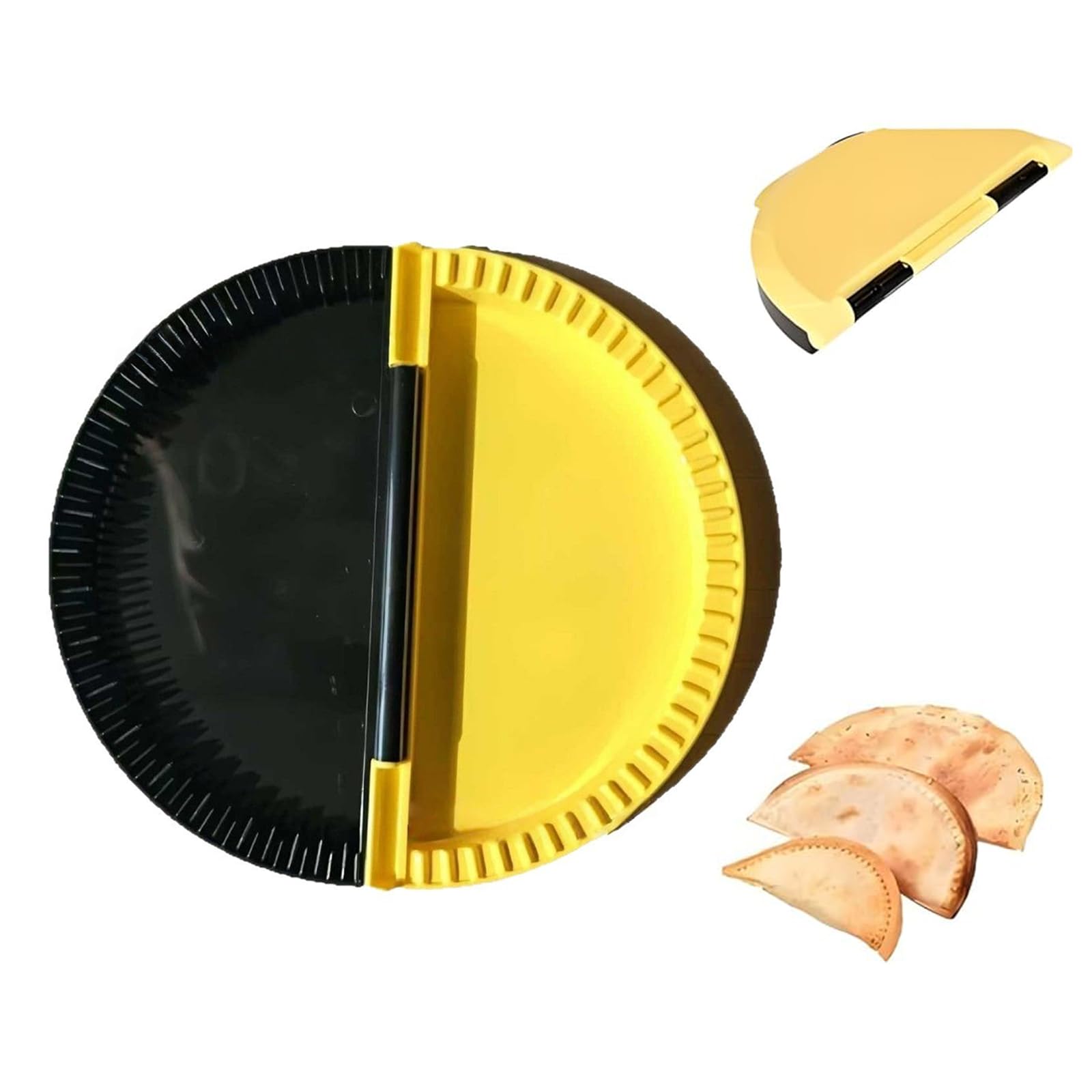8 Inch BPA-Free Multifunctional Snack Sealer Tool – Tortilla Sealer, Taco Crimper, Quesadilla/Empanada/Samosa Maker, Burrito Press & Sandwich Sealer for DIY Snacks & Lunchboxes (Black Yellow)-image-40