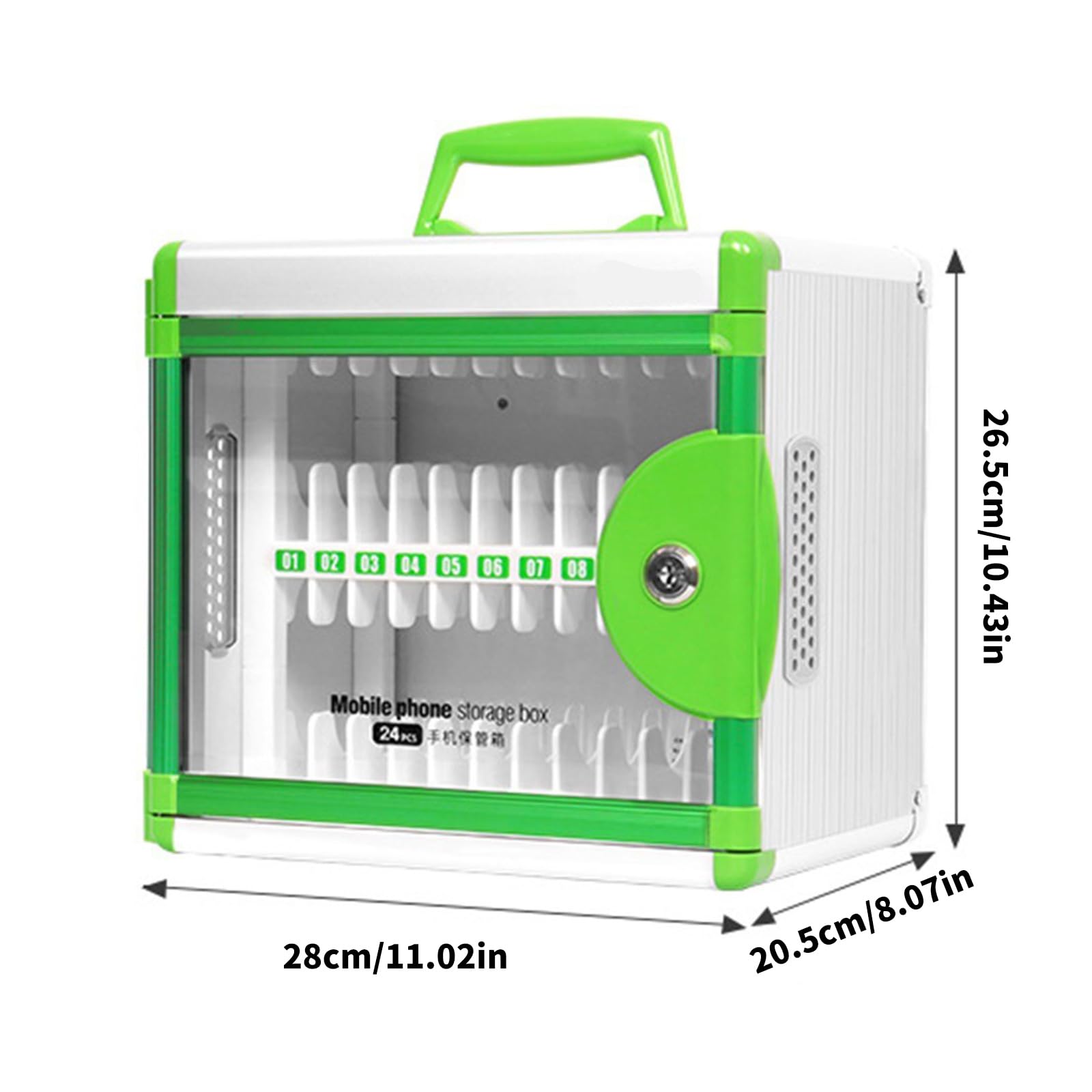 Caja de seguridad de aluminio con 24 bolsillos para teléfono con llaves para la gestión de dispositivos en áreas compartidas, estructura de almacenamiento de dispositivos para estudiantes