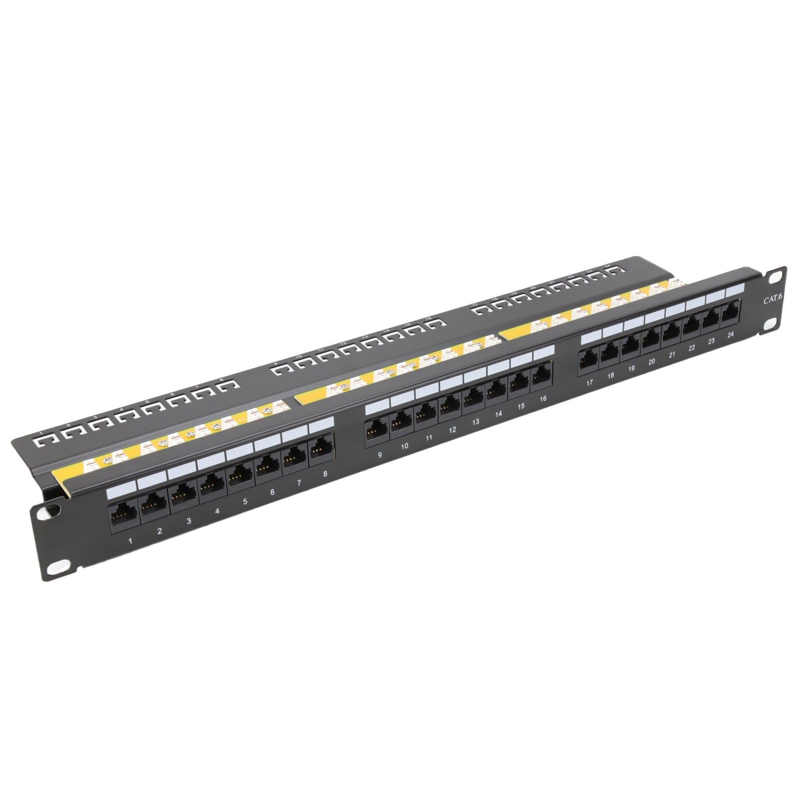 24 Port Vertical Punchdown CAT6 Patch Panel 19 inch Network UTP & Cable Management