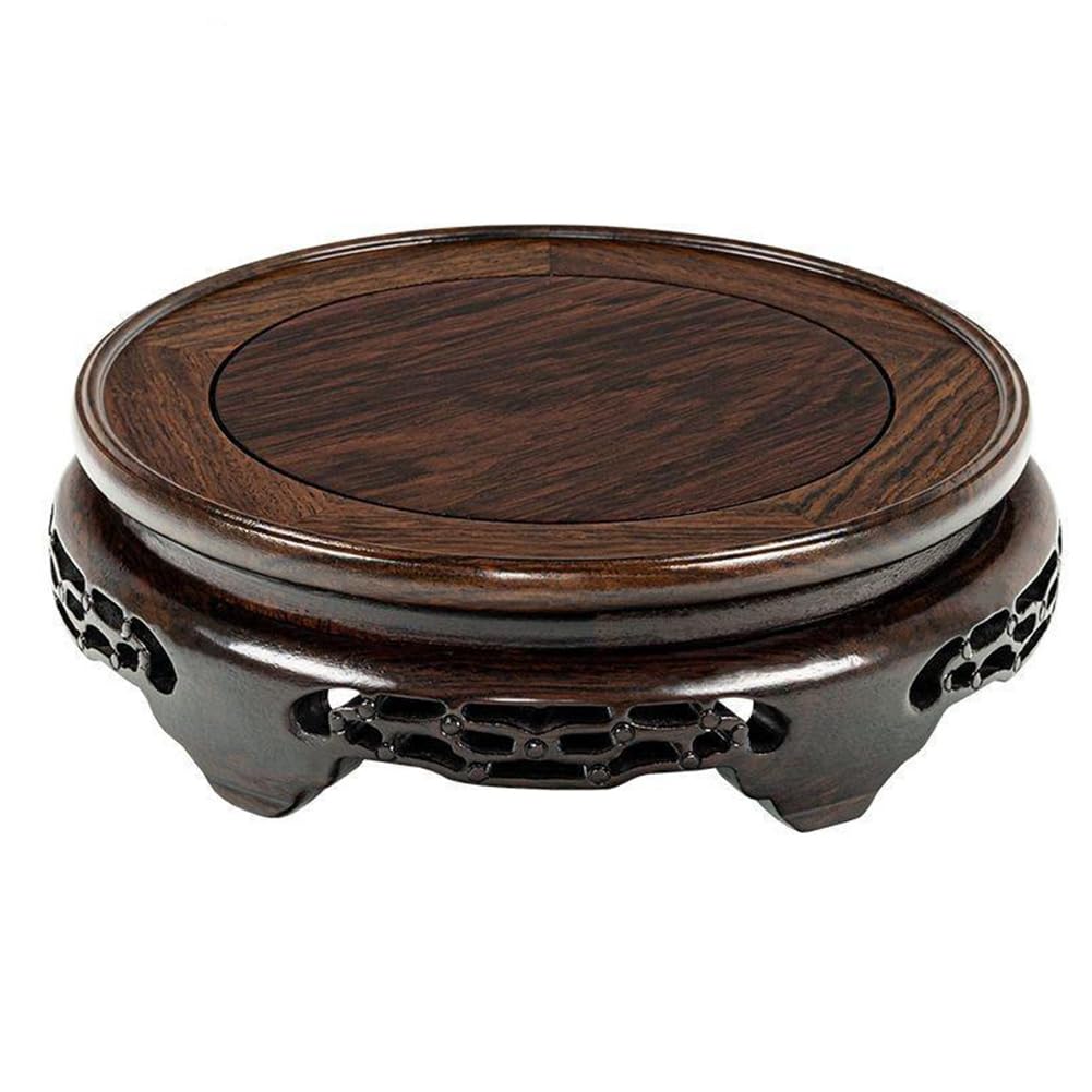 Hndhbfgrt Wooden Display Stand 15cm in Diameter, Handcrafted for Miniatures, for Tea Sets,and Figurines
