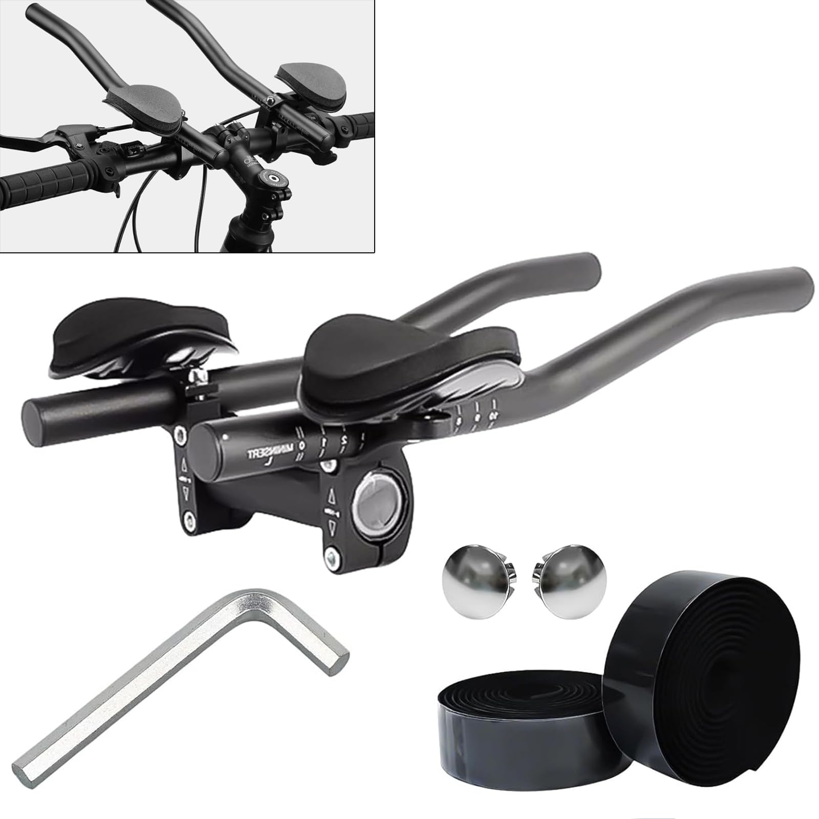 Manillar de Bicicleta de Descanso TT, Manillar de Bicicleta TT Resto Bar, Manillar para Triatlon, Apoyabrazo Ajustable Relajación Barra para Bicicleta de Carretera o Montaña Triatlón