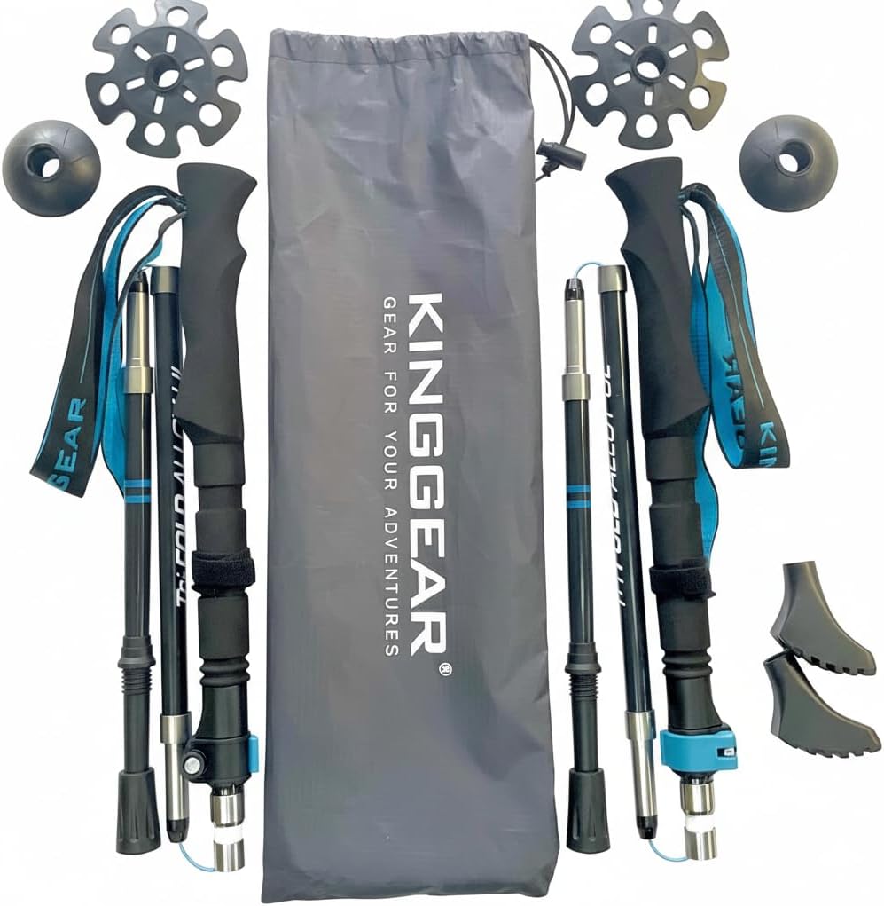 トレッキングポール, アルミニウム製, 105-120cm調整可能, 折りたたみ式36cm, 【ウォーキングケ】 257g軽量, レバ