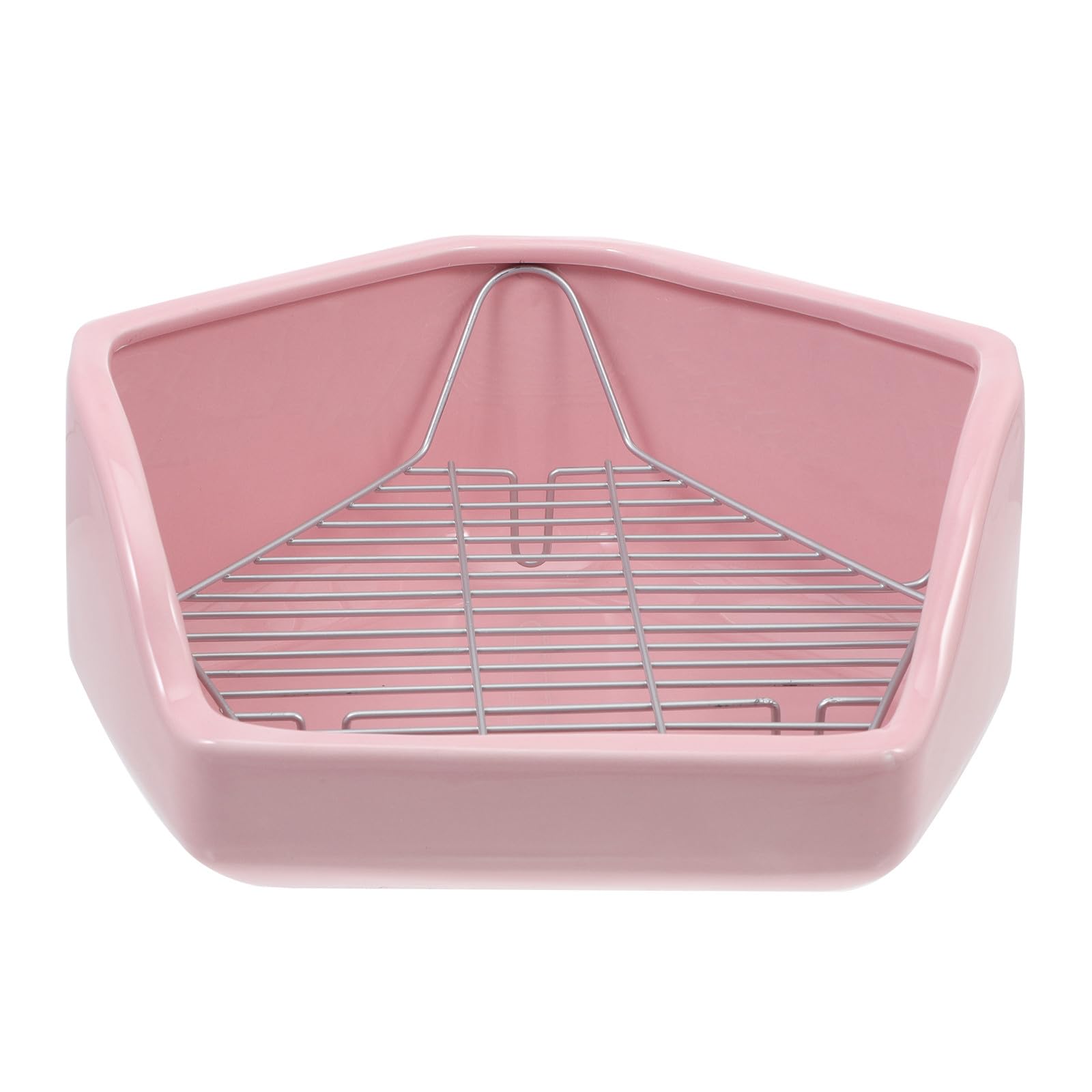 VILLCASE Caja de Arena de Cerámica para Conejos Peso, Inodoro Pentagonal Grande Rosa Antideslizante para Entrenamiento de Mascotas Pequeñas, Baño Seguro para Cobayas y Hurones