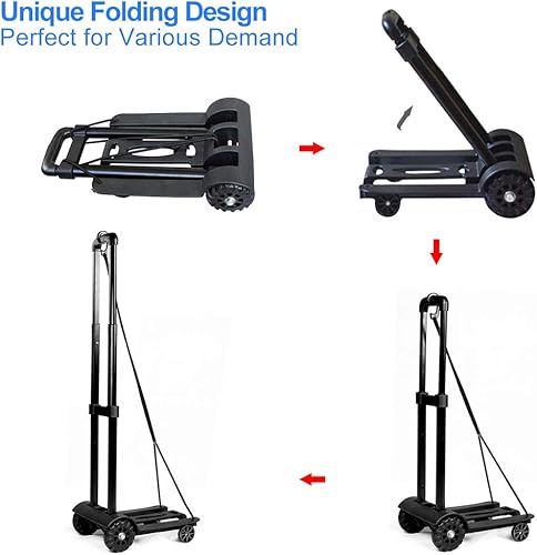 Miniatura 6 de Camión de mano plegable carrito de mano de 2 ruedas de 110 libras carrito utilitario resistente ligero plegable portátil plegable para equipaje