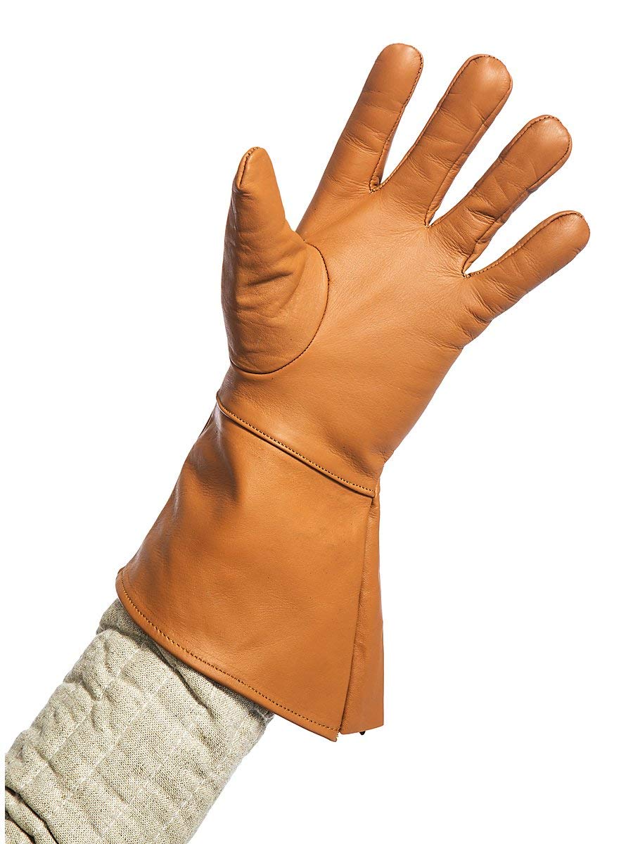 Andracor Robuste Stulpenhandschuhe aus echtem Leder für verschiedene LARP-Charaktere - individuell einsetzbar für Mittelalter, Fantasy, Cosplay & Freizeit - Farbe: schwarz - Größe: S