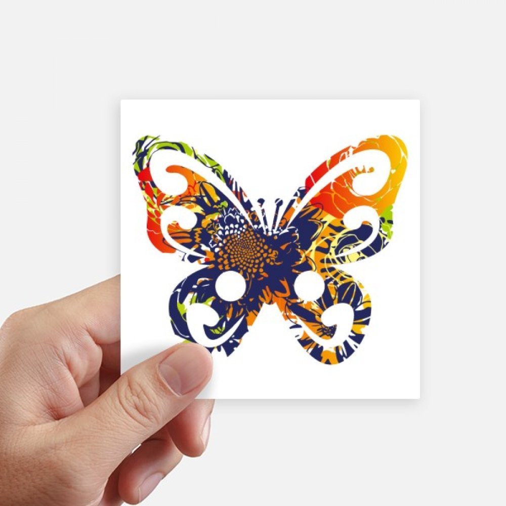 Sticker carré fleurs en papillon 10 cm au graphisme multicolore haut de gamme