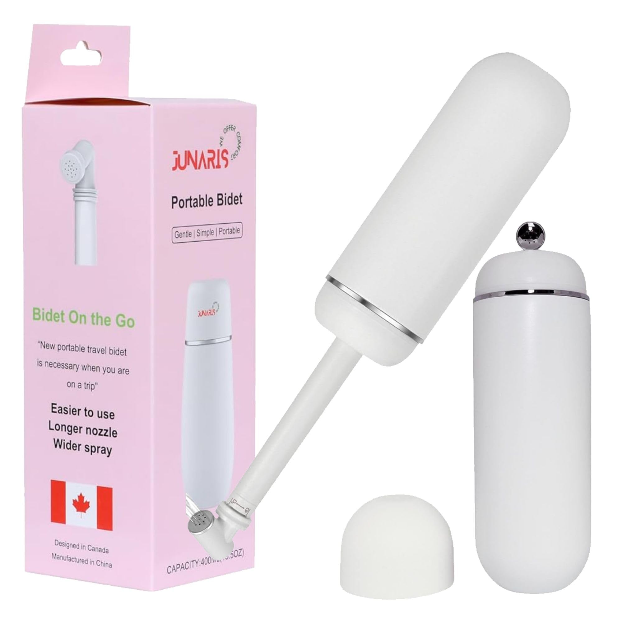 Junaris Large Travel Shattaf Portable Bidet Bottle Handheld Travel Shattaf Toilet shataf Hand Spray Set Leak-proof, Travel-Friendly Shattaf for Hygienic Use in Washrooms and Toilets (White)