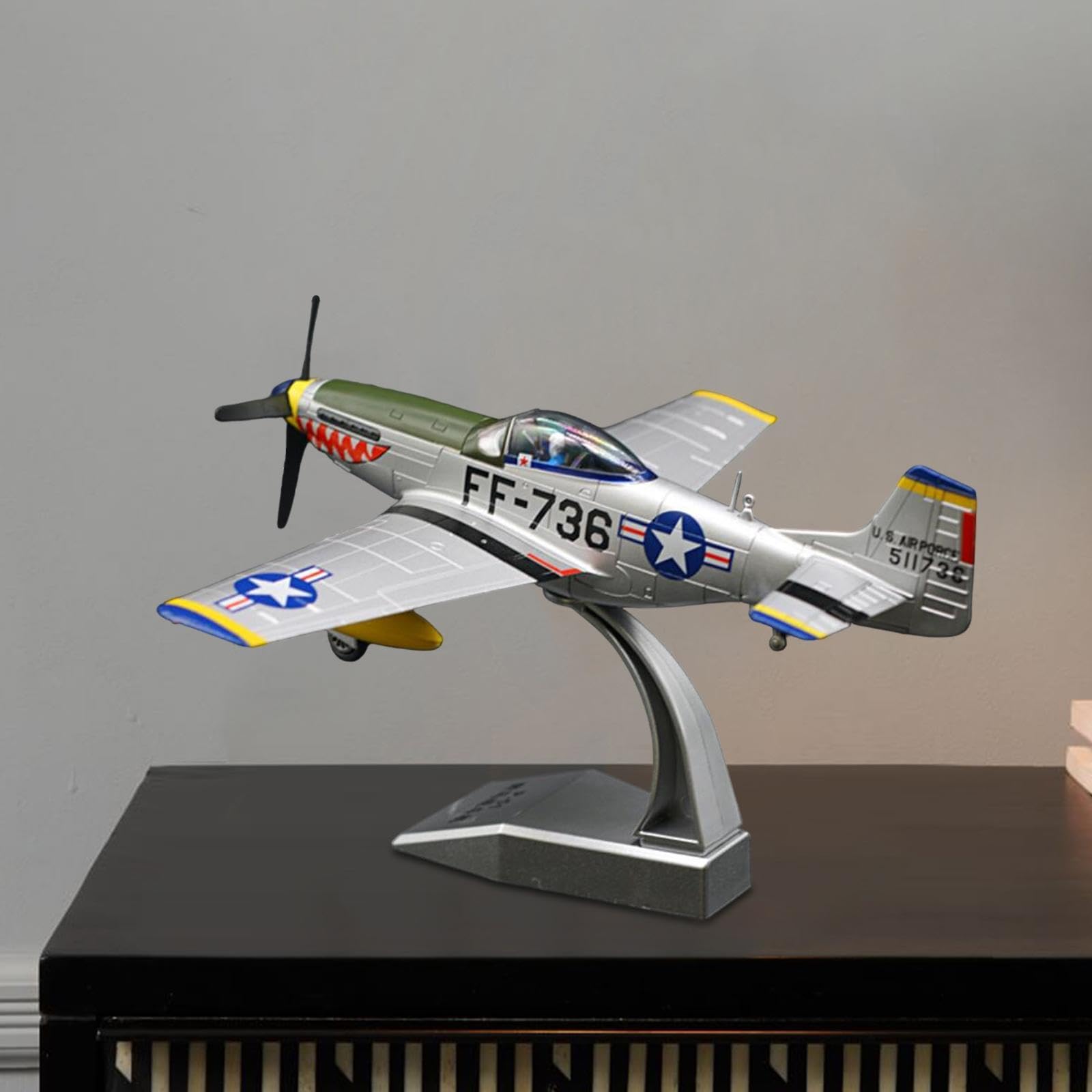 Modellino di Aereo da Caccia in Lega di Alluminio, 1:48, con Supporto Espositivo, Decorazione da Tavolo, Modellino di Aereo da Caccia retrò per, Verde