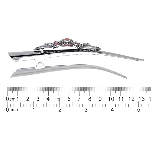 Miniatura 5 de Fashion & Lifestyle Juego de 3 pinzas de corte de cocodrilo grandes de aleación de metal para mujeres y niñas, horquillas de sujeción bastante