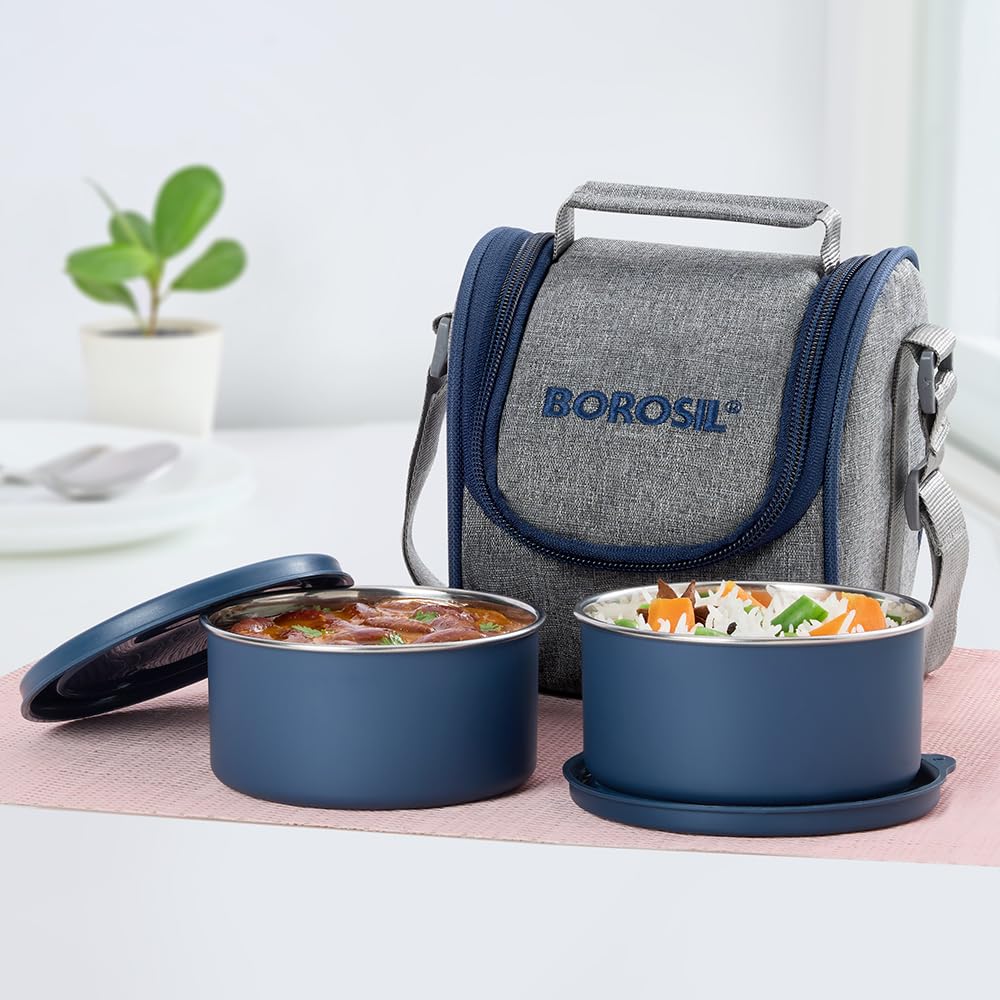 Borosil Microwave Safe Steel Lunch Box with Bag for Office Men & Women — Amazon image 9